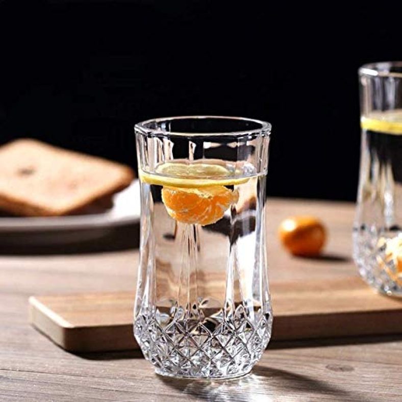 Ditya Enterprise Water Glass Set Juice Glass For Dining Table Glass Heavy Base Tall Bar Glass – Drinking Glasses For Water, Juice, Beer, Wine, And Cocktails 240Ml- 6Pcs (Rajvadi Long Glass)