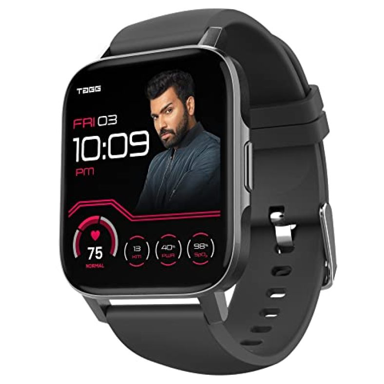 Tagg Verve Neo Smartwatch With 1.69” Large Display, Real Spo2, And Real-Time Heart Rate Tracking, 10 Days Battery Backup, Ipx68 Waterproof|| Black, Standard