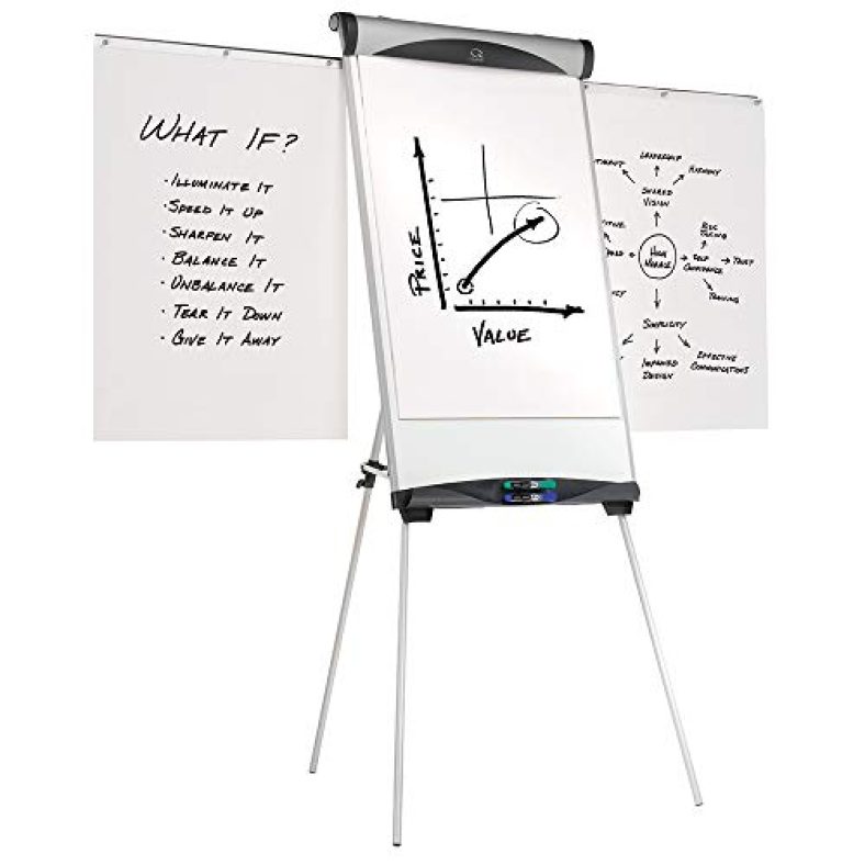 Quartet Flipchart Magnetic Whiteboard Easel With Extending Magnetic Side Arms, 73 Inches