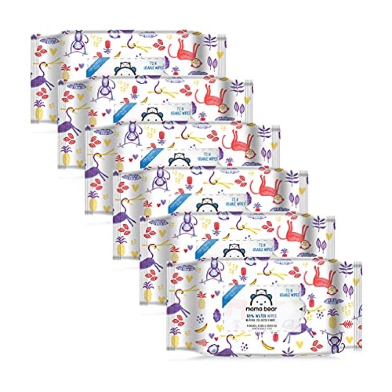 Amazon Brand – Mama Bear 98% Water Wipes – 72 Wipes/Pack (Pack Of 6)