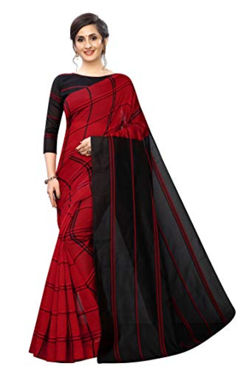 Perfectblue Women’S Self Design Cotton Silk Saree (2In1Variation) (Maroon)