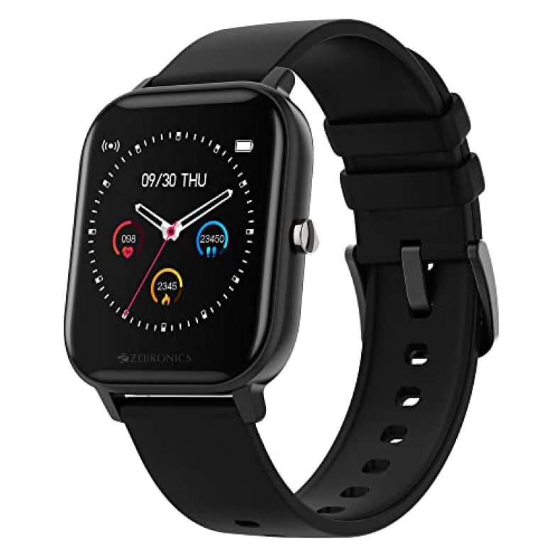 Zebronics Zeb-Fit920Ch Smart Fitness Watch With Full Touch Color Display, 30Days Standby, Music Control, Customizable Faces, Ip67 Rating, Pedometer, Multi Sports Mode, Spo2, Bp & Hr (Black)