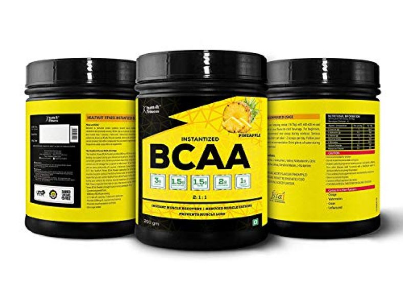 Healthvit Fitness Bcaa 6000Mg 2:1:1 With L-Glutamine & L-Citrulline Malate, 200G (10 Servings) Pineapple Flavor
