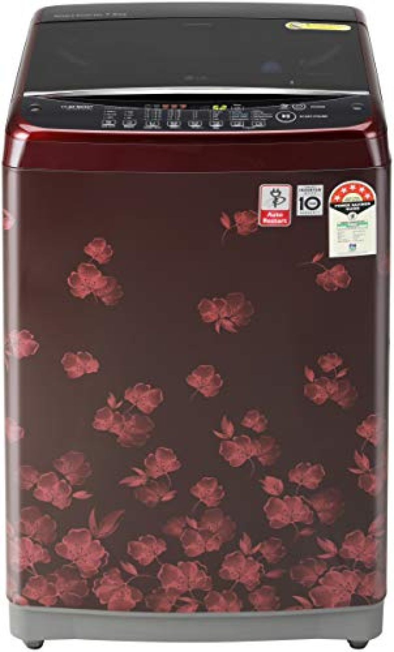 Lg 7.0 Kg Inverter Fully-Automatic Top Loading Washing Machine (T70Sjdr1Z, Red Floral)