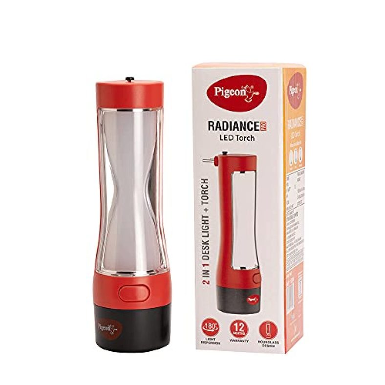 Pigeon By Stovekraft Radiance Pro Desk + Torch Emergency Lamp With 1200Mah Battery (Red)