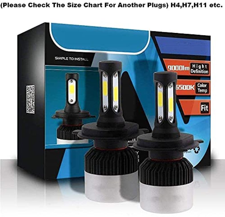 Miwings (2 Year Warranty) Genuine H4 Hi/Lo 9000Lm 6500K 72 W Led Automotive Headlight Bulbs Auto Conversion Driving Lamp (Cool White)