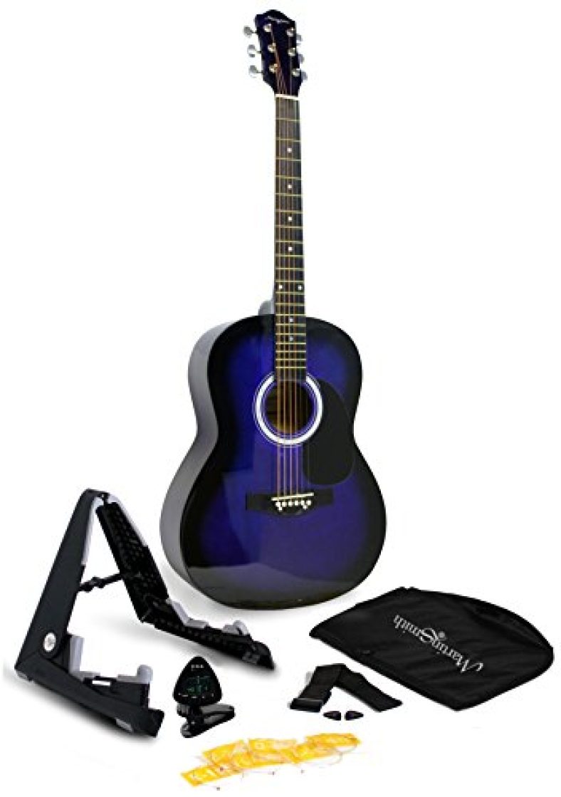 Martin Smith W-101-Bl-Pk Acoustic Guitar Super Kit With Stand (Blue)