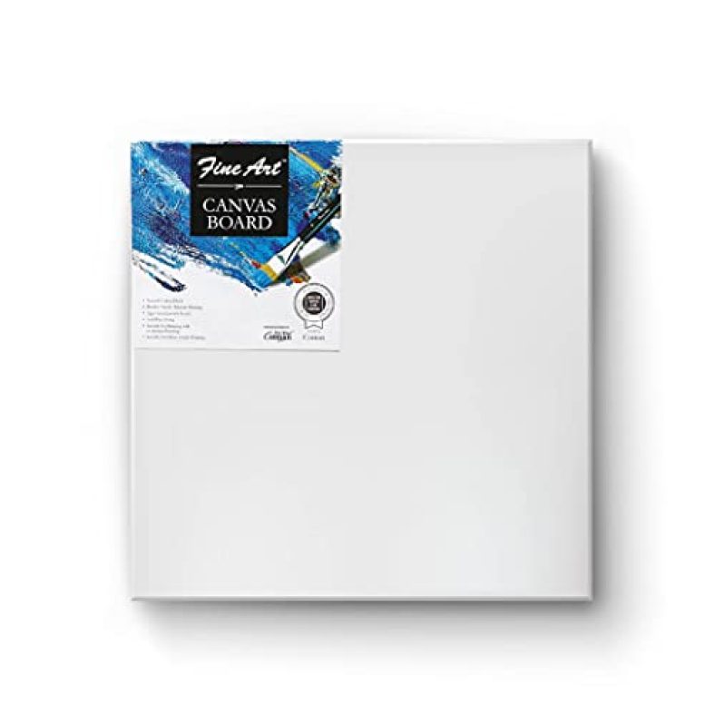 Pidilite Fevicryl Fine Art Canvas Board For Painting, 100% Cotton Fine Grain Canvas Board, Ideal For Acrylic & Oil Painting, White (9 X 12 Inch)