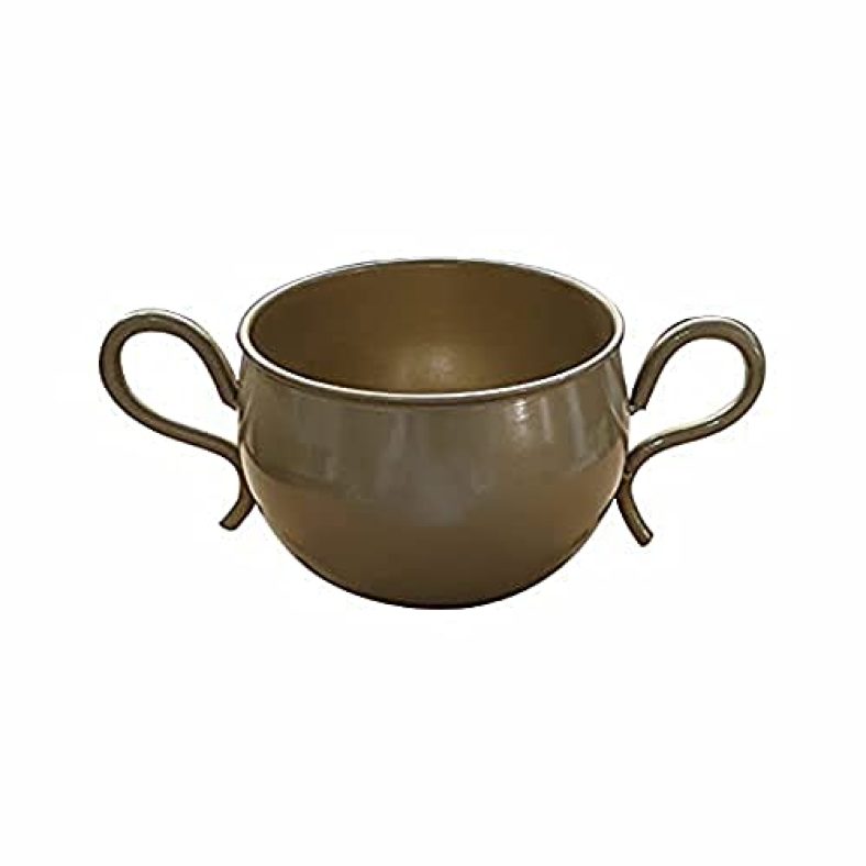 Kraft Seeds Presents Premium Range Metal Planter Cup With 2 Handles And A Drainage Hole Stylish Round With Antique Look, Multicolour (Ks-Mpdk04)
