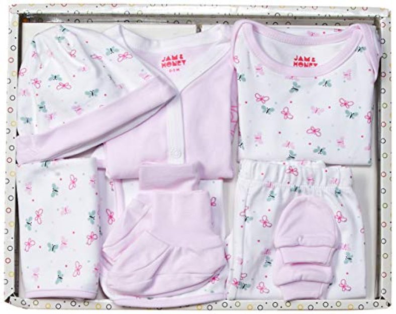 Amazon Brand – Jam & Honey Baby-Girl’S Cotton Clothing Set (Ggp8-01_Multicolor 6_0-3 Months)