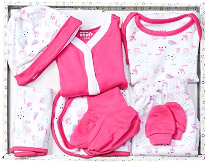 Amazon Brand – Jam & Honey Baby-Girl’S Cotton Clothing Set (Ggp8-01_Multicolor 5_0-3 Months)
