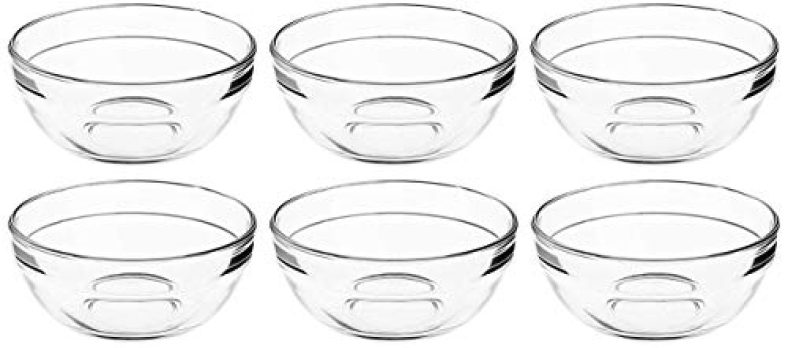 Amazon Brand – Solimo Solid Glass Bowls Set (Transparent,6 Pieces, 145Ml)