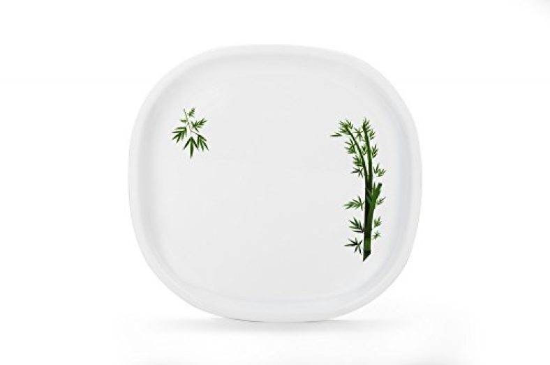 Signoraware Bamboo Plastic Square Full Plate Set, 20.5Cm, Set Of 3, White