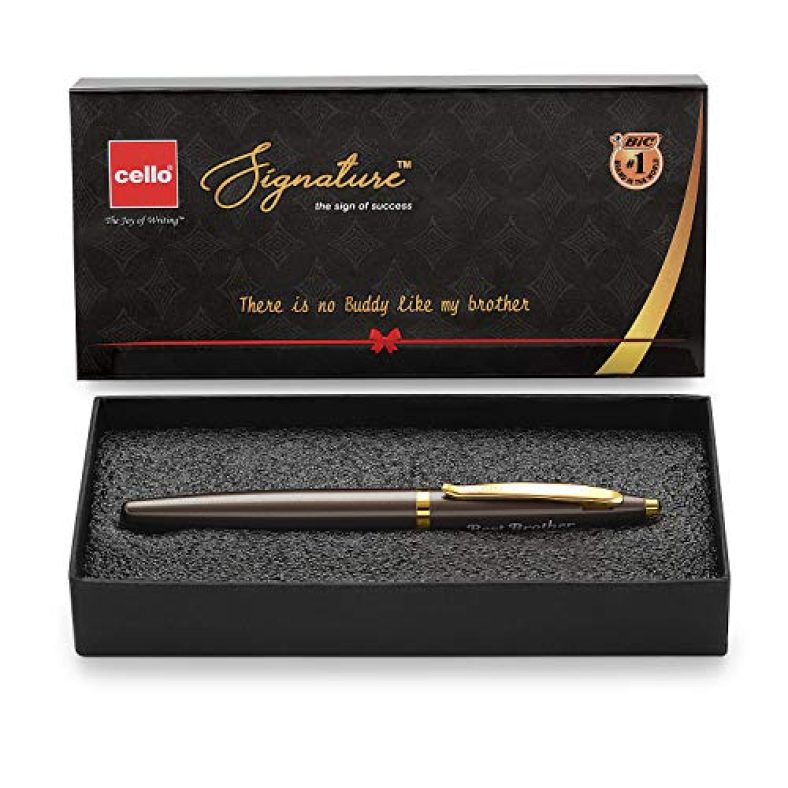 Cello Signature Premium Pen | Ideal Rakhi Gift For Brother | Cello Pens | Rakshabandhan Gifts | Smooth Writing Roller Pen | ‘Best Brother’ Engraved Pen | Rakhi Pen Gift Set | Best Brother Gift Pack