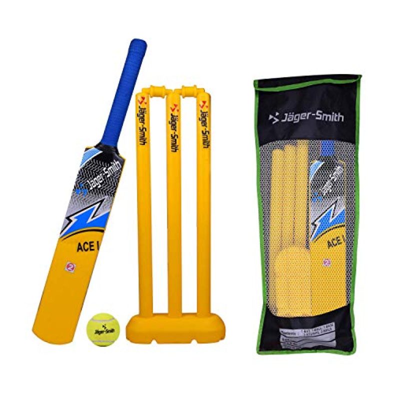 Jager-Smith Wood Ace Cricket Set For Age Group With Cricket Kit Bag (Yellow, 4-6 Years)