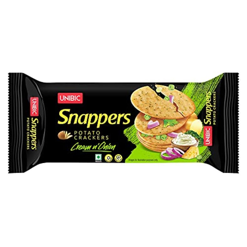 Unibic Snappers Potato Crackers : Cream & Onion, 75Gm