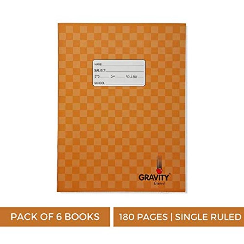 Genius – Gravity – Pack Of 6 Books -Single Ruled, Chess Design, 180 Pages, Size:-24 Cms X 18 Cms X 0.8 Cms