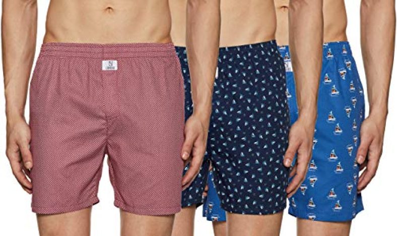 Longies Men’S Regular Printed Boxer Shorts (Pack Of 3) (Lgboxpo3V005_Maroon,Navy,Blue_M)