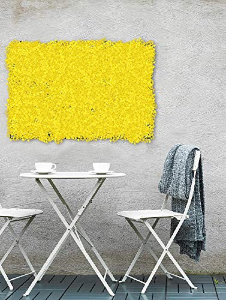 Story@Home Artificial Gardening Mats Fern Wall Panels Plastic Eucalyptus Boxwood Tiles For Covering Roof/Cover Wall/Grass Mat Pannel Décor Wall/Wdding Party Foliage/Garden/Backyards – Yellow