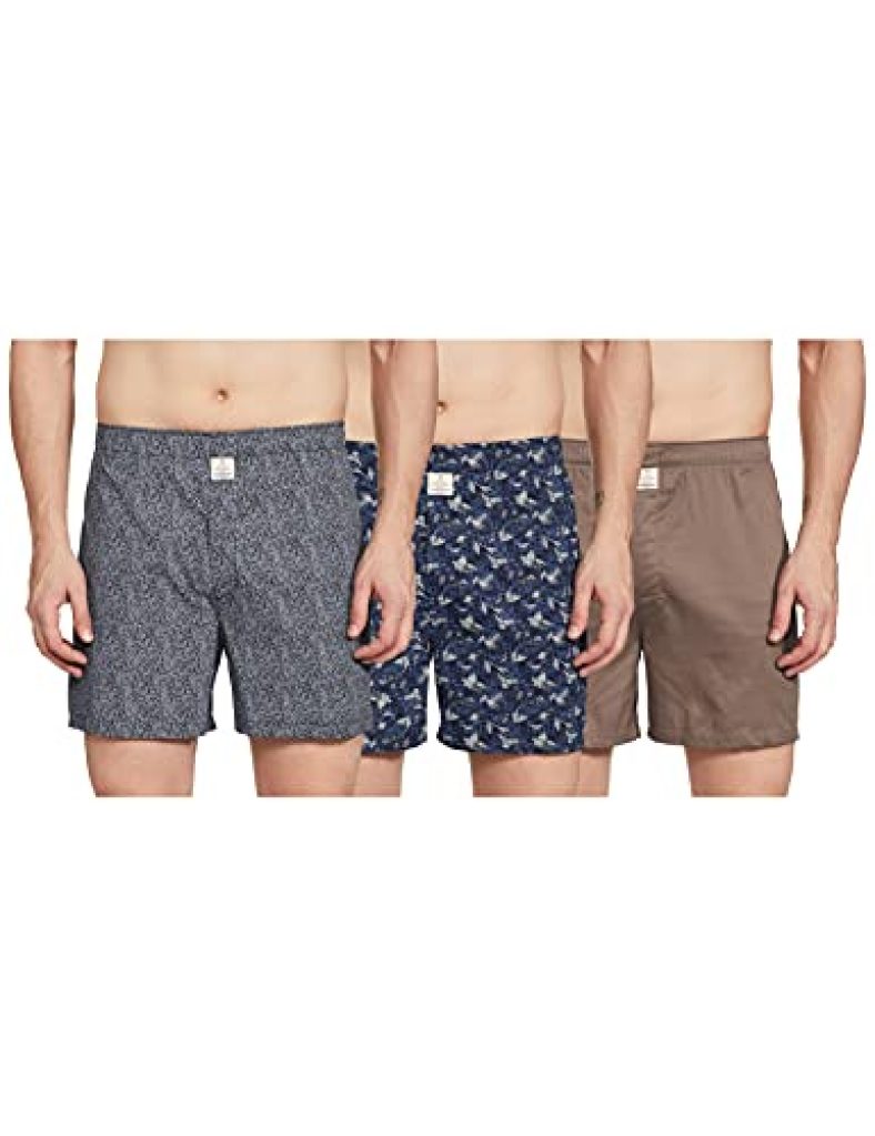 Hammersmith Men’S Printed Boxers (Pack Of 3) (Hsboxpo3M002_Royal Blue, Steel Grey_Large)