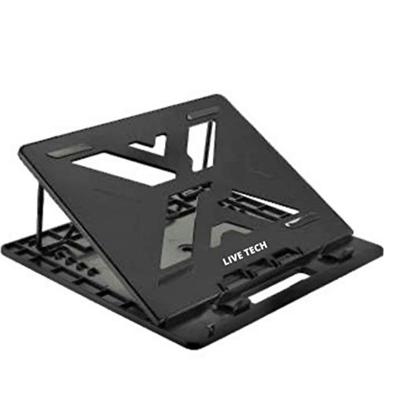 Live Tech Breeze Cooling Pad In View Laptop Stand With 7 Adjustment Levels For Laptops Up To 15.6 Inches,12 Inch,13 Inch, 14.1 Inch (Black)