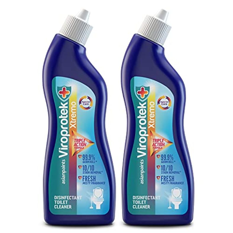 Asian Paints Viroprotek Xtremo Disinfectant Toilet Cleaner Liquid, Kills 99.9% Germs*, Fresh Misty Fragrance – 1L Bottle (Pack Of 2)