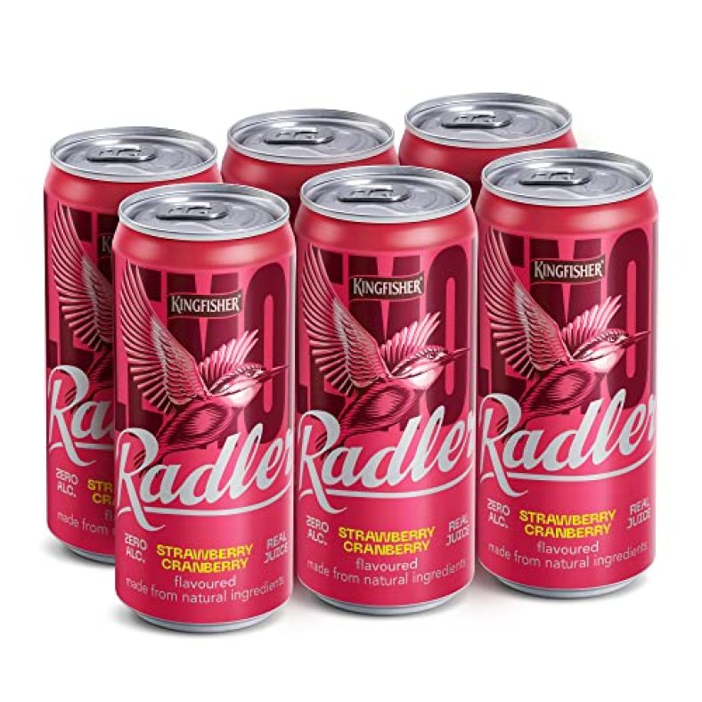 Kingfisher Radler – Strawberry Cranberry – Non-Alcoholic Malt Drink , Pack Of 6 X 300 Ml Can