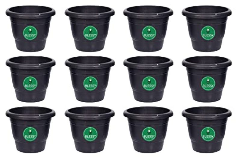 Blessy ; Special Pot Stand Round Shapped Plastic Pot/ Plastic Gamla/ Flower Planter For Indoor & Out Door Gardening (6 Inch, Set Of 15)