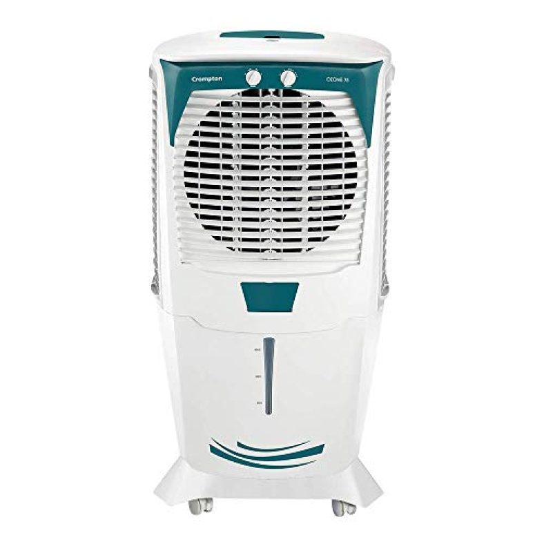 (Renewed) Crompton Ozone 75-Litres Desert Air Cooler With Honeycomb Pads(White/Turquoise), Standard (Acgc-Dac751-Cr)