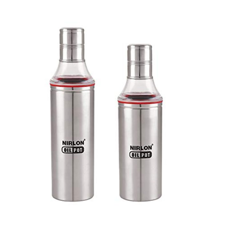 Nirlon High Quality Stainless Steel Kitchen Oil Stroage Container Use For Kitchen,Hotel, Restratuent Pack Of 02(1000,800)