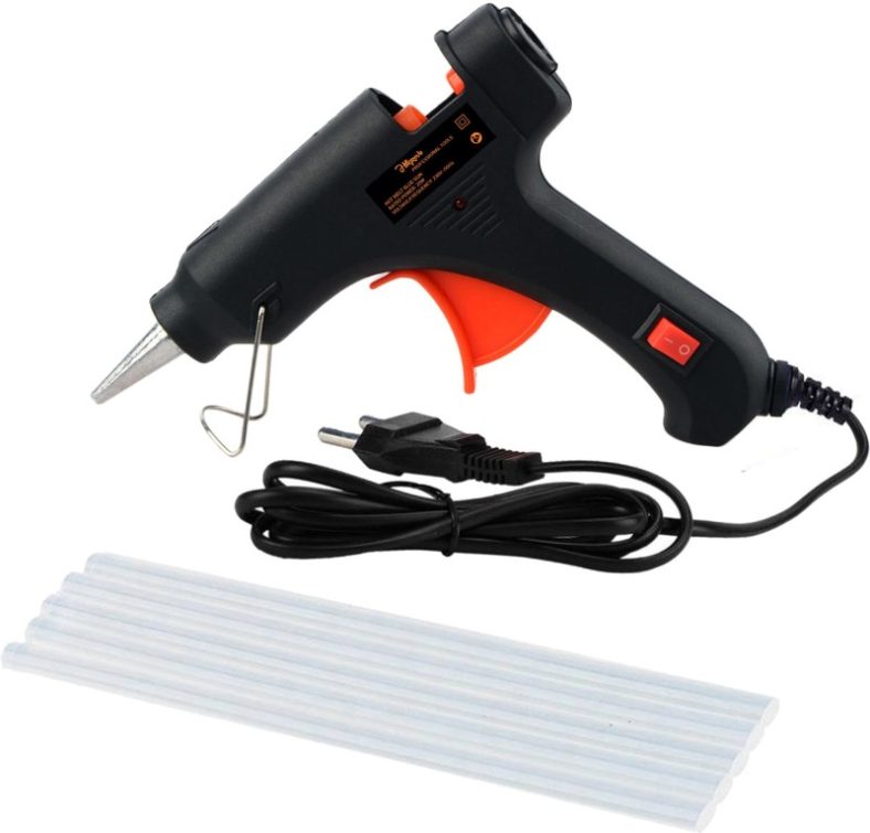 Hillgrove Electric Mini 20 Watt Black Small Hot Gum Glue Gun With 5 Pcs Hot Melt Glue Stick For Craft, Art, Decoration Work Standard Temperature Corded Glue Gun(7 Mm)