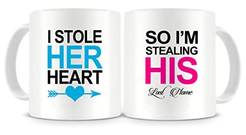 Aldivo Couples Ceramic Printed Coffee Mug | Aldivo Marriage Anniversary Gift For Couple Husband Wife | Aldivo Valentine Gift For Couples Coffee Mug (I Stole Her Heart , So I’M Stealing His Last Name)