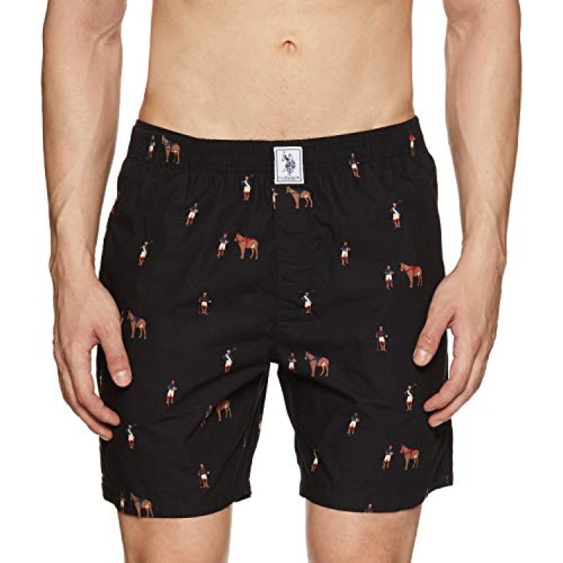 Us Polo Association Men’S Printed Boxers (I664-002-Pr_Black_L)