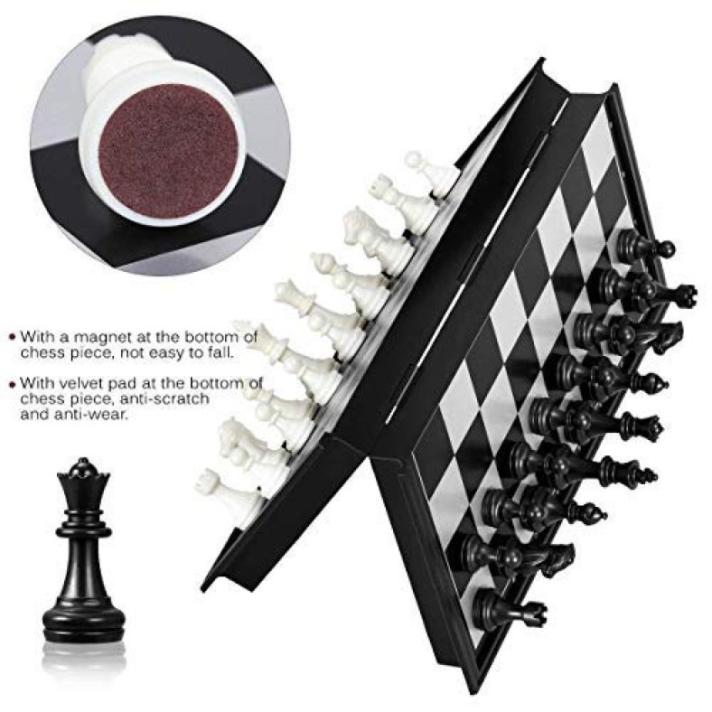 Storio Folding Smooth Surface Magnetic Chess Board Black And White Set Magnetic Indoor Games Size 10 Inch