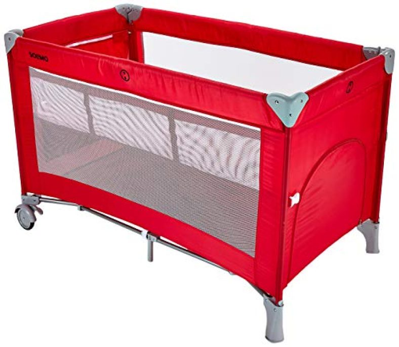 Amazon Brand – Solimo Baby Bedside Crib/Cot, Red