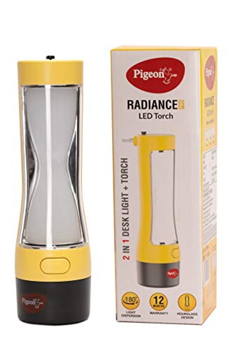 Pigeon By Stovekraft Radiance Pro Desk And Torch Emergency Lamp With 1200Mah Battery (Yellow), Large
