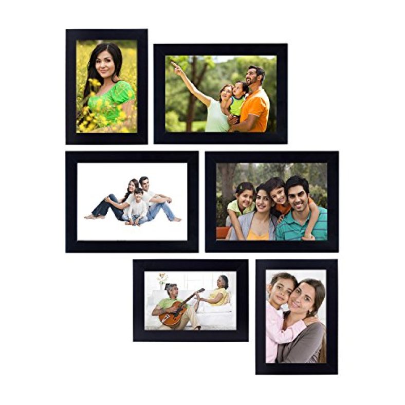 Amazon Brand – Solimo Collage Photo Frames (Set Of 6, Wall Hanging),Black
