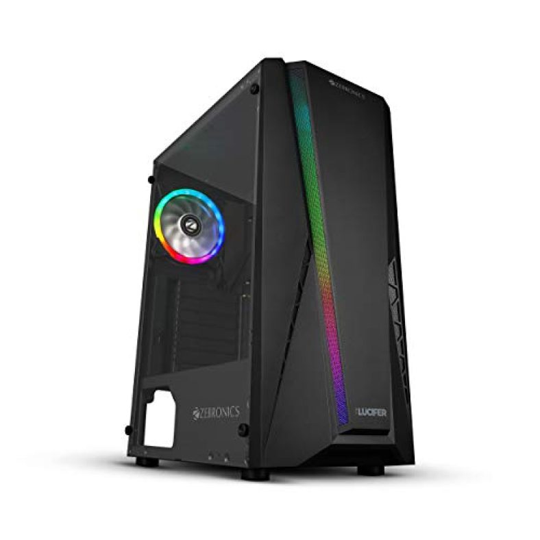 Zebronics Zeb-Lucifer Premium Gaming Cabinet With Atx/Matx Motherboard Support, Usb 3.0, Aio Cooler Support,120Mm Rgb Led Fan, Tempered Glass Panel And Magnetic Dust Filters