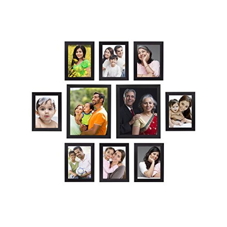 Amazon Brand – Solimo Collage Photo Frames, Set Of 10,Wall Hanging (8 Pcs – 5X7 Inch, 2 Pcs – 8X10 Inch),Black