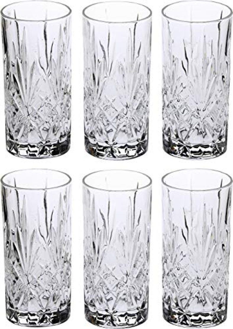 Afast Multi Purpose Beverage Tumbler Drinking Glass Set For Home & Bar Use, Set Of 6, Dr 05, Clear, 330 Ml