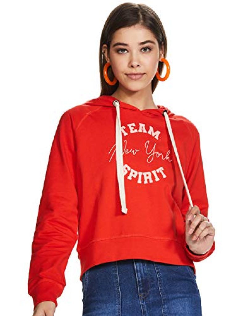 Amazon Brand – Symbol Women Cotton Sweatshirt(Sym Aw20Sw-Vr09_Fire Red2_S)
