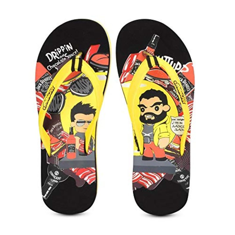Mr. Jack | Cool | Fun | Waterproof | Slippers For Men | Uk 7 | Blk/Yellow