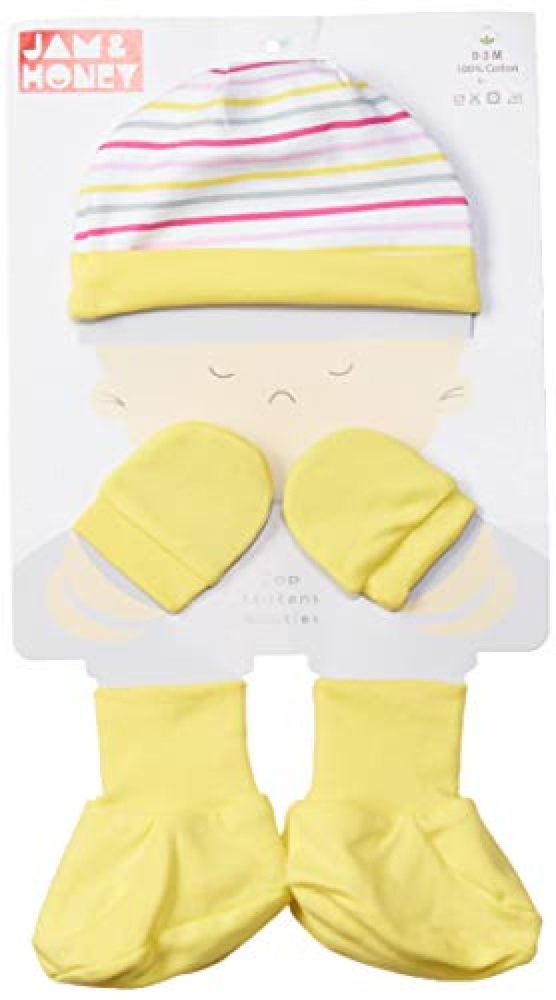 Amazon Brand – Jam & Honey Baby-Girl’S Cotton Clothing Set (Ggp3-01_Multicolor 8_0-3 Months)