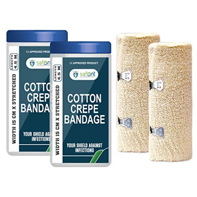 Safent Safe0048-Set-2 Cotton Crepe Bandage – 6 Inch – (15Cm*4.5M) (Set Of 2) (Beige)