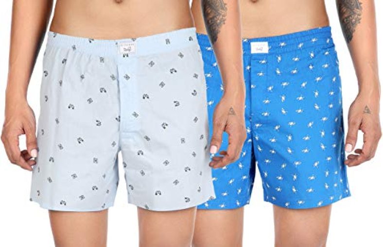 Diverse Men’S Slim Printed Boxer Shorts (Pack Of 2) (Dcmbs01Sc09L34-261_Olive, Navy_S)