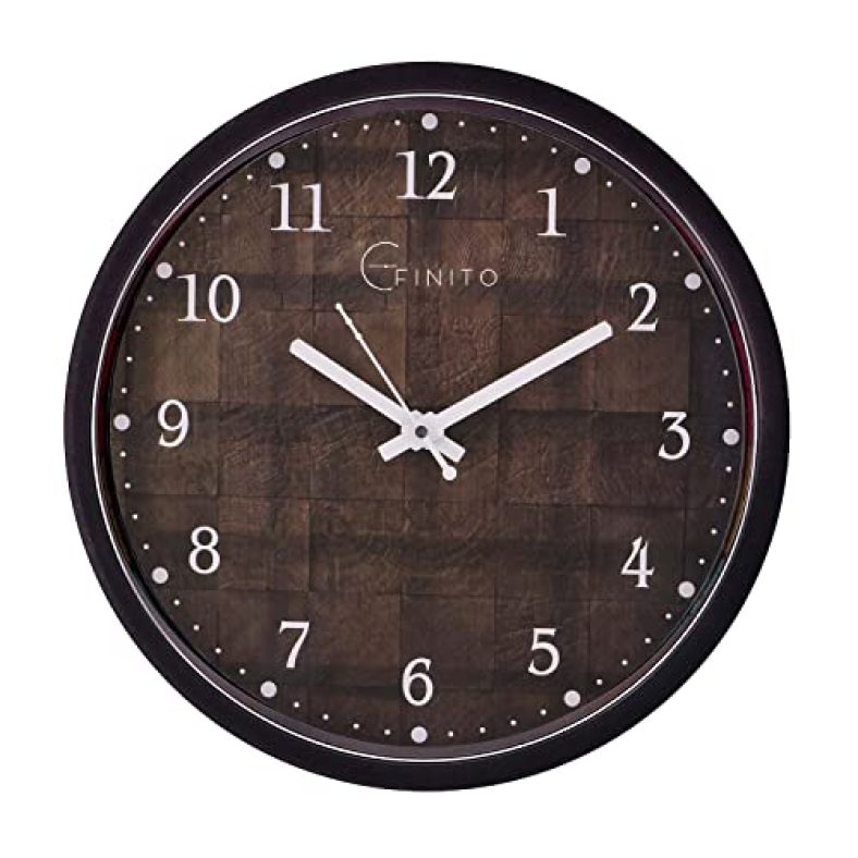 Efinito Wall Clock For Home Living Room Office Bedroom Kitchen Hall Silent Movement 13 Inches (It11, Wood Craft, It11)