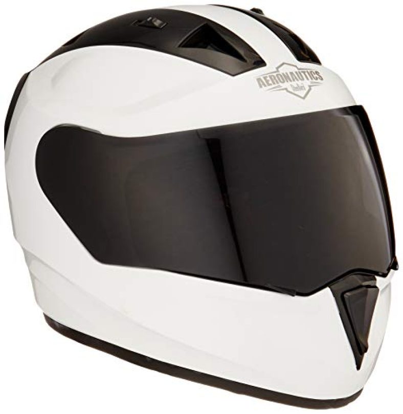 Steelbird Sa-1 Glass Aeronautics Full Face Helmet With Smoke Visor (Glossy White, L)