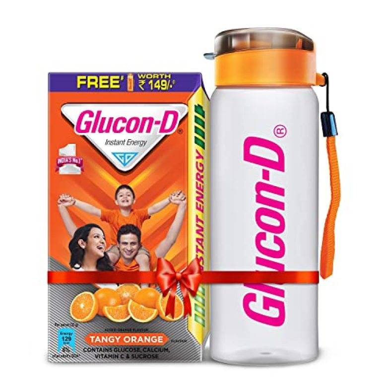 Glucon-D Instant Energy Health Drink Tangy Orange – 1Kg Refill With Free Bottle