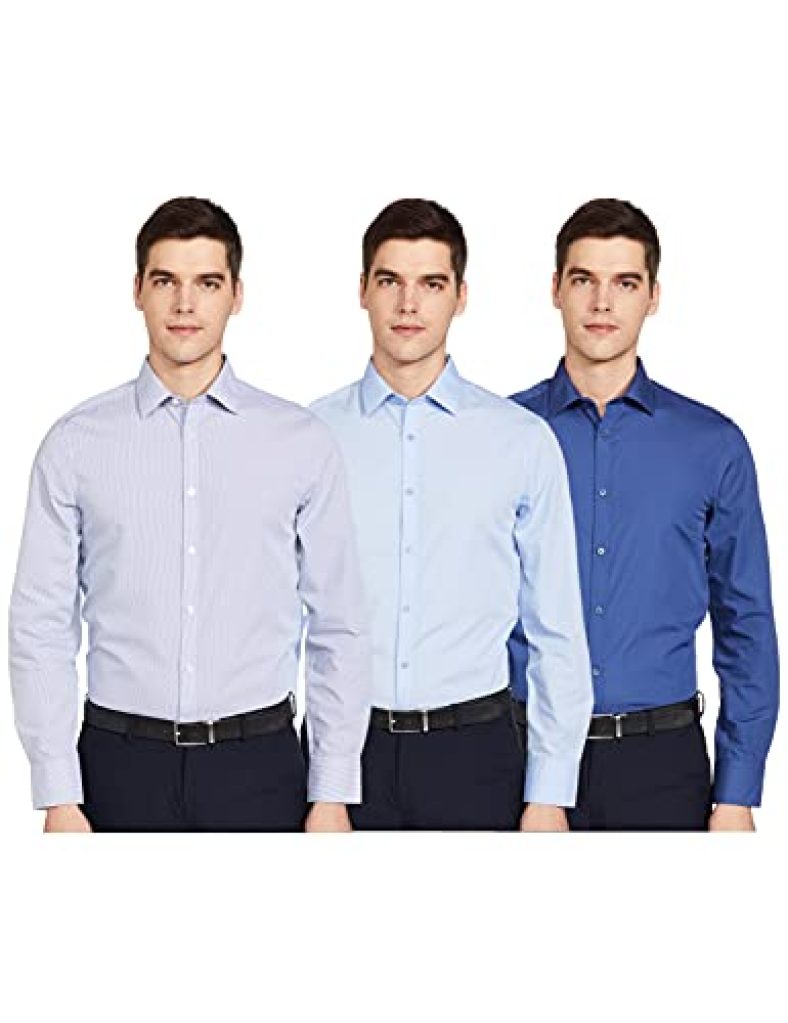 Marks & Spencer Men’S Regular Shirt (T11_2186K_Navy Mix 17)