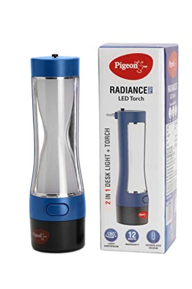 Pigeon By Stovekraft Radiance Pro Desk, Torch Emergency Lamp With 1200Mah Battery (Blue, Large)